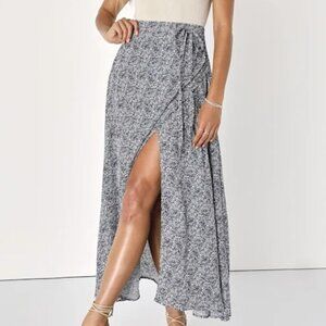 Lulus Tempest Navy Blue Wrap Skirt - Size M